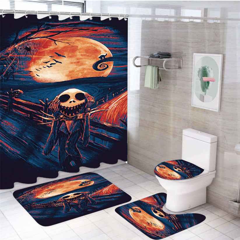 The Scream Nightmare Before Christmas 4Pcs Bathroom Set Shower Curtain