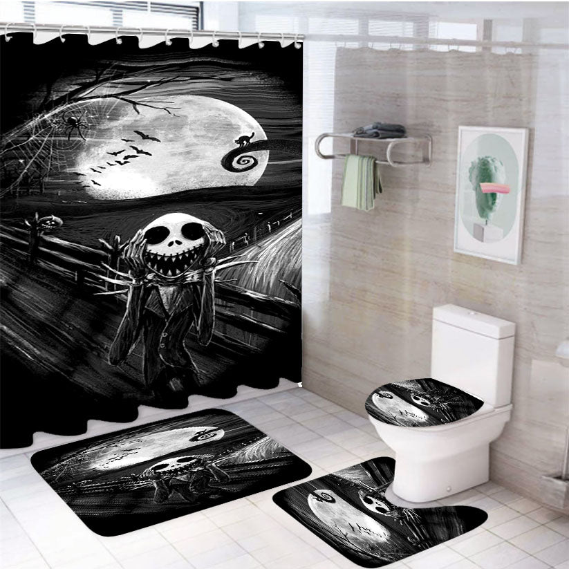 The Scream Nightmare Before Christmas Black 4Pcs Bathroom Set Shower Curtain