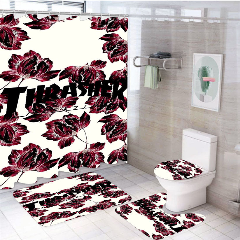 Thrasher Magazine Flower 4Pcs Bathroom Set Shower Curtain