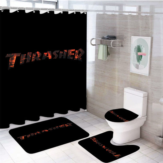 Thrasher Tree Fire 4Pcs Bathroom Set Shower Curtain