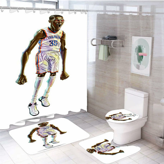 Thunder 35 Basket Ball 4Pcs Bathroom Set Shower Curtain