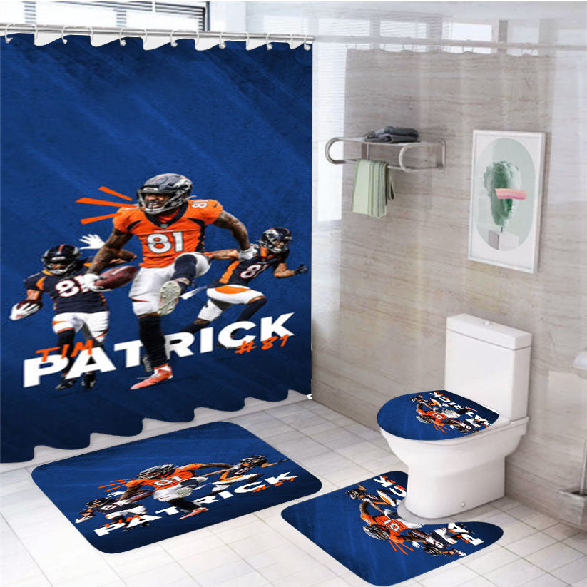 Tim Patrick Denver Broncos 4Pcs Bathroom Set Shower Curtain