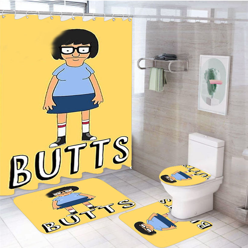 Tina Bobs Burgers Butts 4Pcs Bathroom Set Shower Curtain