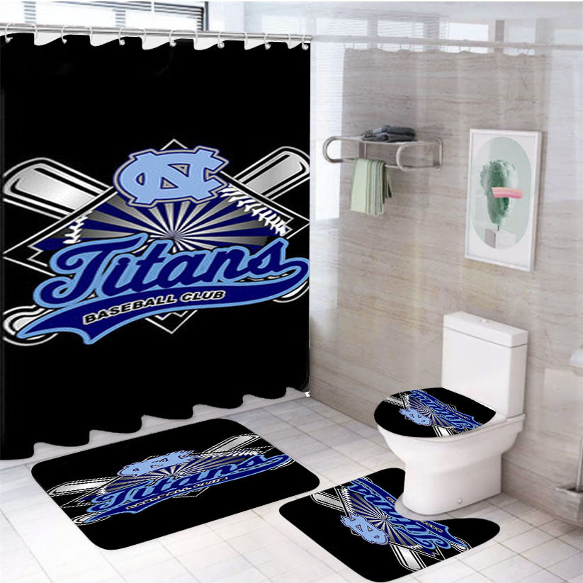 Titans Baseball Logo Black 4Pcs Bathroom Set Shower Curtain