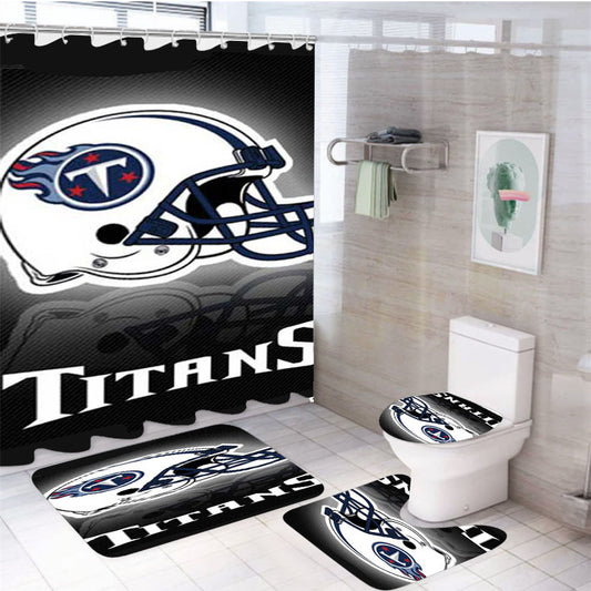 Tn Titans Helmet Stripes 4Pcs Bathroom Set Shower Curtain