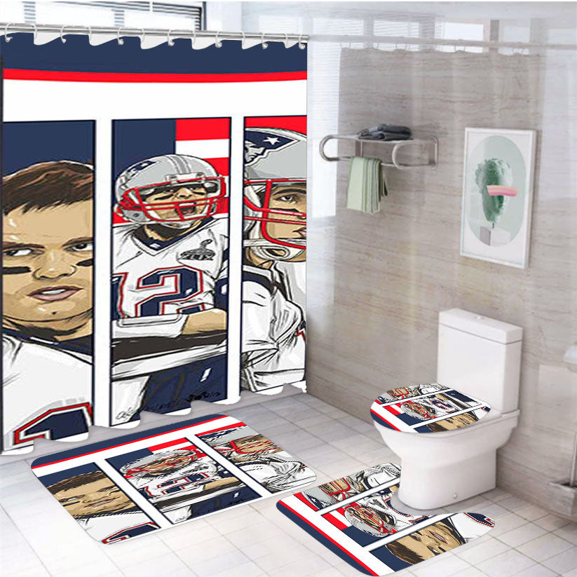 Tom Brady Patriots Nfl 4Pcs Bathroom Set Shower Curtain