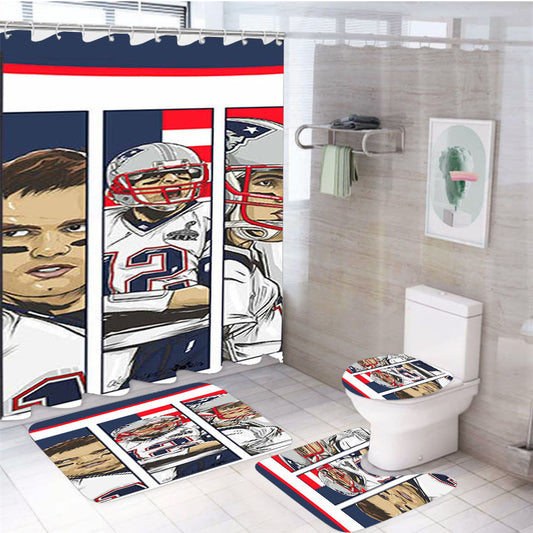 Tom Brady Patriots Nfl 4Pcs Bathroom Set Shower Curtain