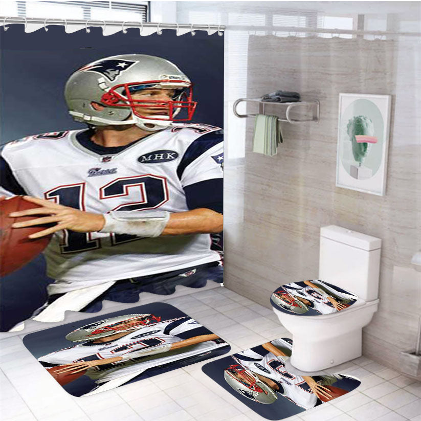 Tom Brady Wallpaper No Tag 4Pcs Bathroom Set Shower Curtain
