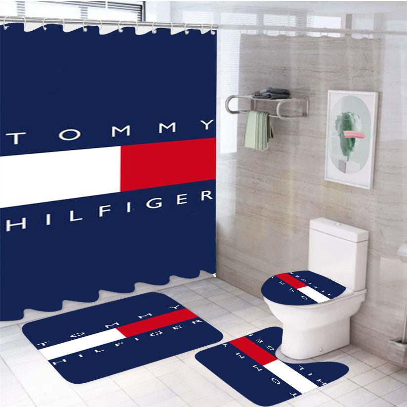 Tommy Hilfiger 4Pcs Bathroom Set Shower Curtain