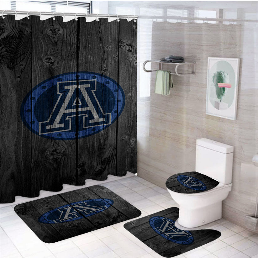 Toronto Argonauts Nfl Logo Dark Wood Wallpaper 4Pcs Bathroom Set Shower Curtain