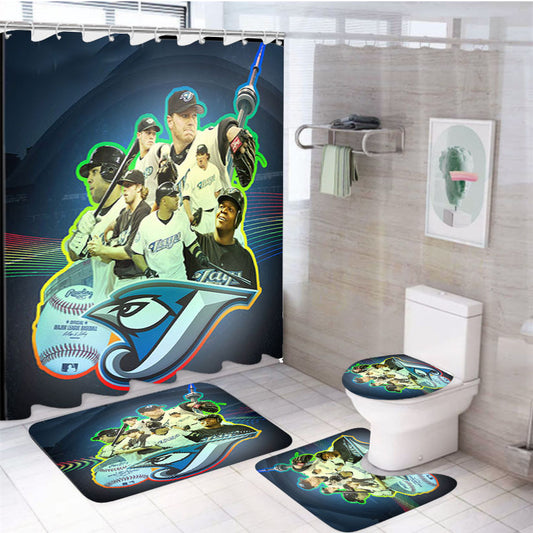 Toronto Blue Jays Mlb Baseball 4Pcs Bathroom Set Shower Curtain