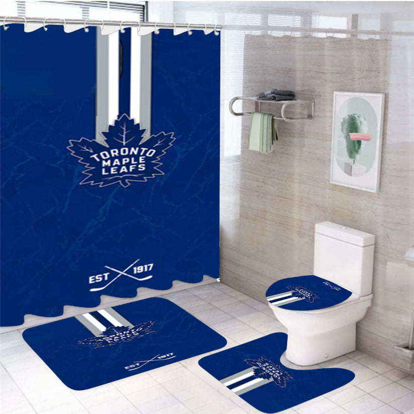 Toronto Maple Leafs Est 1917 4Pcs Bathroom Set Shower Curtain