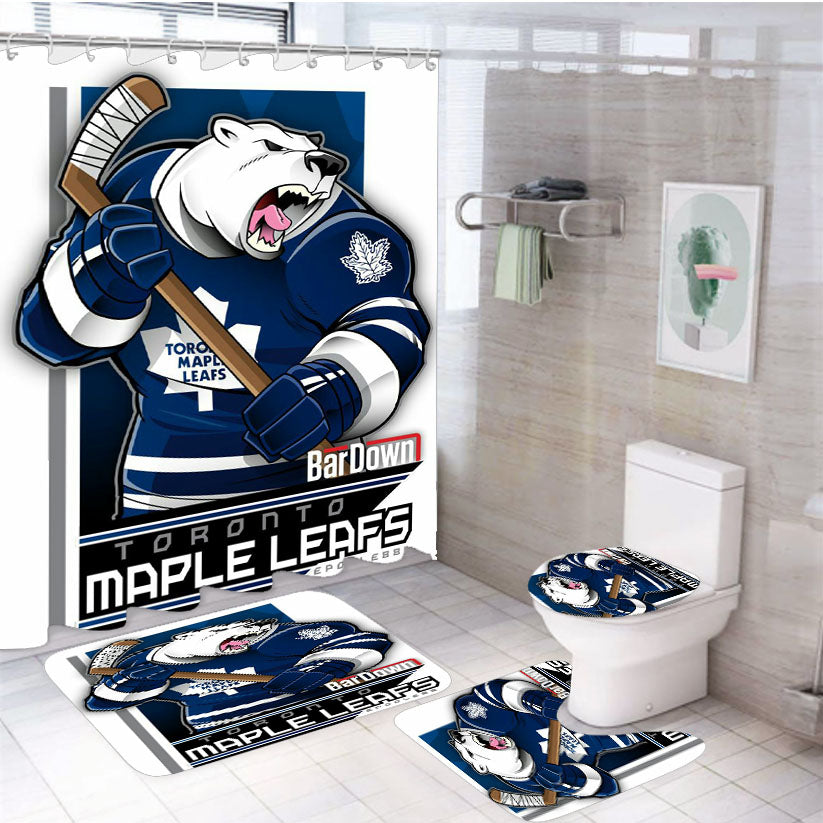 Toronto Maple Leafs Hockey 4Pcs Bathroom Set Shower Curtain