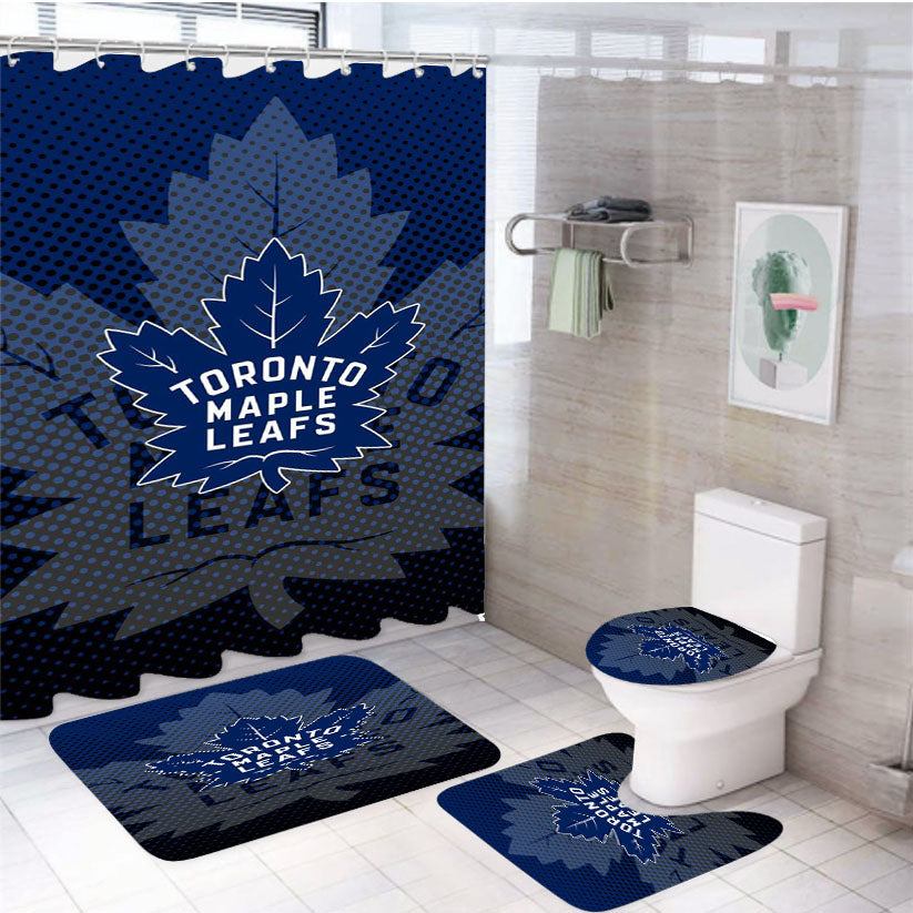 Toronto Maple Leafs Nhl 4Pcs Bathroom Set Shower Curtain