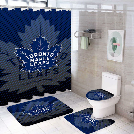 Toronto Maple Leafs Nhl 4Pcs Bathroom Set Shower Curtain