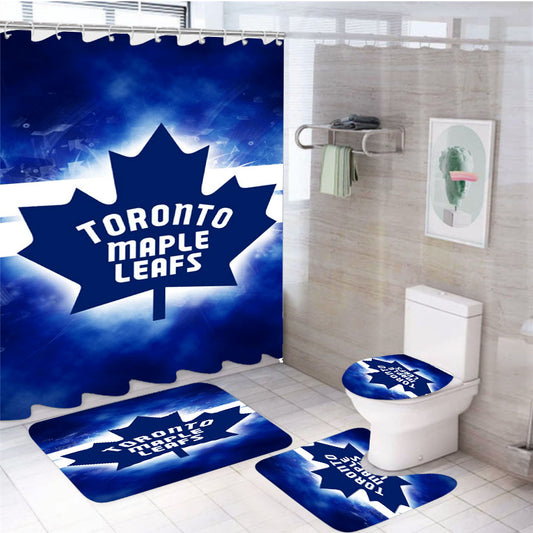 Toronto Maple Leafs Nhl Ice Hokey Leafs 4Pcs Bathroom Set Shower Curtain