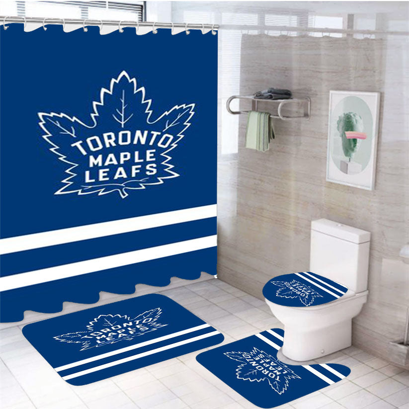 Toronto Maple Leafs Nhl Logo 4Pcs Bathroom Set Shower Curtain