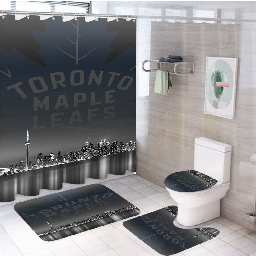 Toronto Maple Leafs Night City 4Pcs Bathroom Set Shower Curtain