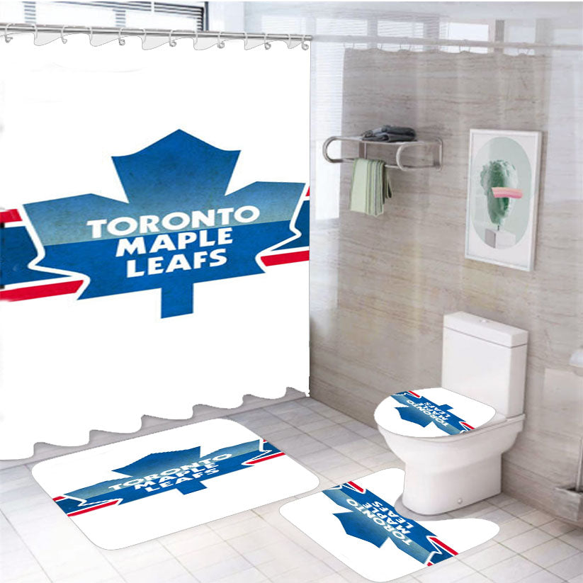 Toronto Maple Leafs White 4Pcs Bathroom Set Shower Curtain