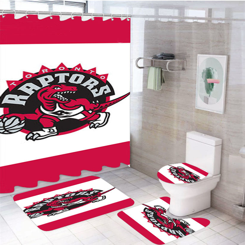 Toronto Raptor White Frame 4Pcs Bathroom Set Shower Curtain