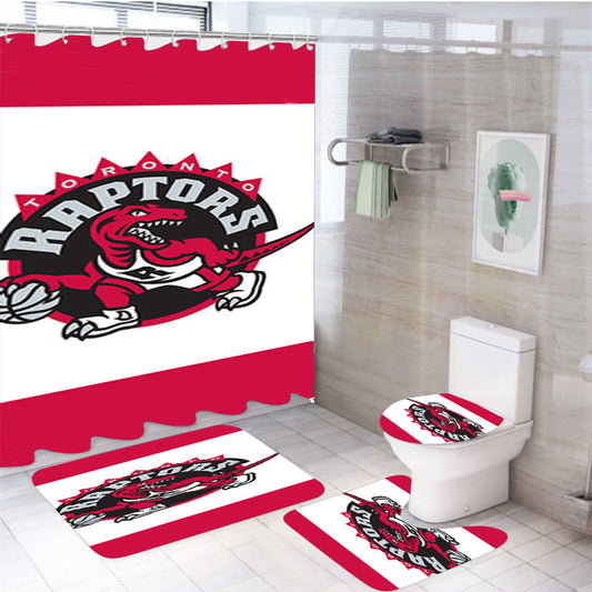 Toronto Raptor White Frame 4Pcs Bathroom Set Shower Curtain