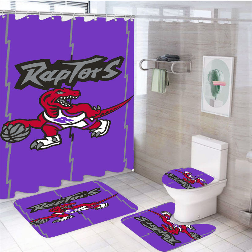 Toronto Raptors 1995 Nba Wallpaper 4Pcs Bathroom Set Shower Curtain