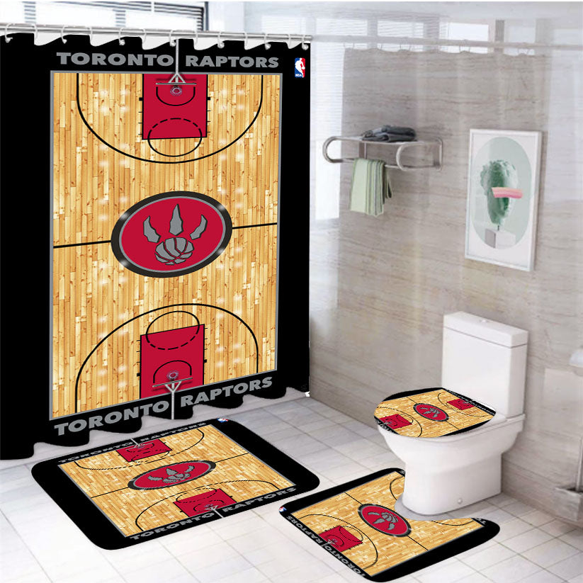 Toronto Raptors Court Wallpaper 4Pcs Bathroom Set Shower Curtain