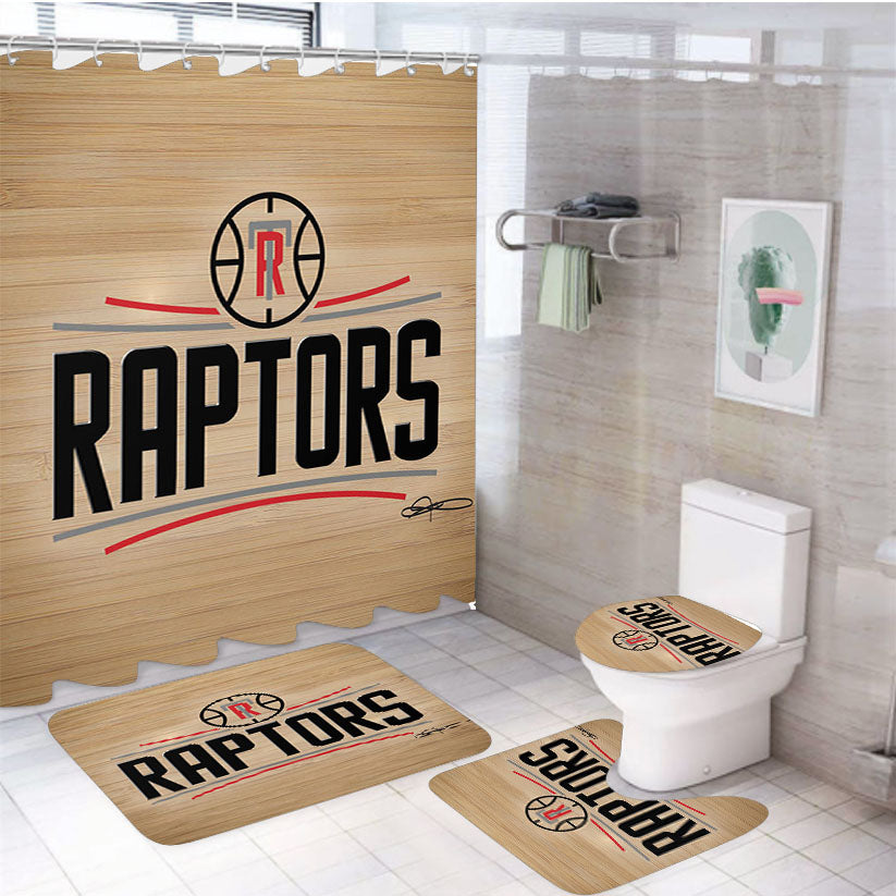 Toronto Raptors Emblem 4Pcs Bathroom Set Shower Curtain
