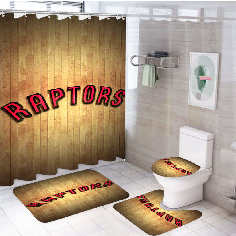 Toronto Raptors Hardwood 4Pcs Bathroom Set Shower Curtain