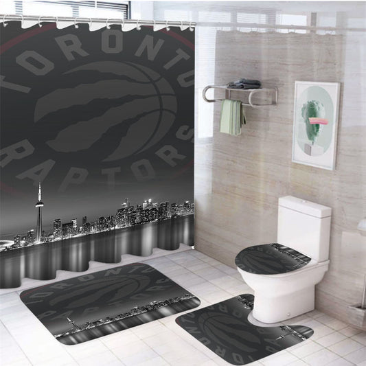 Toronto Raptors Night City 4Pcs Bathroom Set Shower Curtain