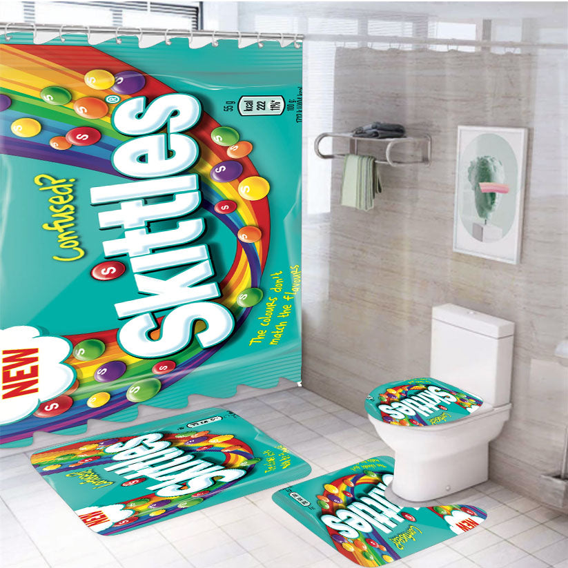 Tosca Confused Skittles Candy 4Pcs Bathroom Set Shower Curtain