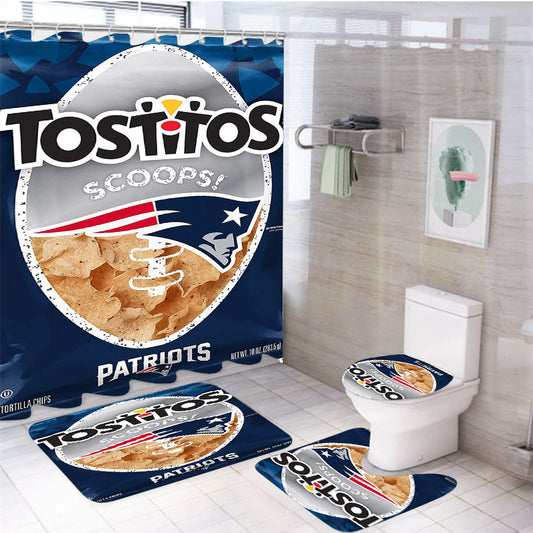 Tostitos Nfl New England Patriots Chips 4Pcs Bathroom Set Shower Curtain