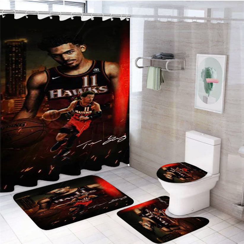 Trea Young Signature Atlanta Hawks 4Pcs Bathroom Set Shower Curtain