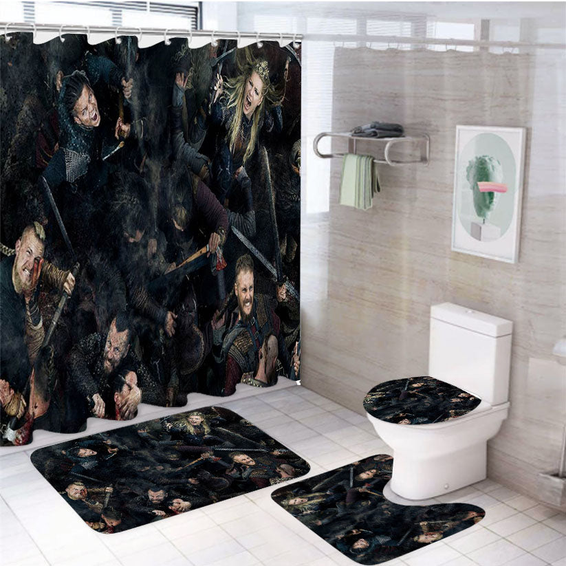 Tv Show Vikings - War 4Pcs Bathroom Set Shower Curtain