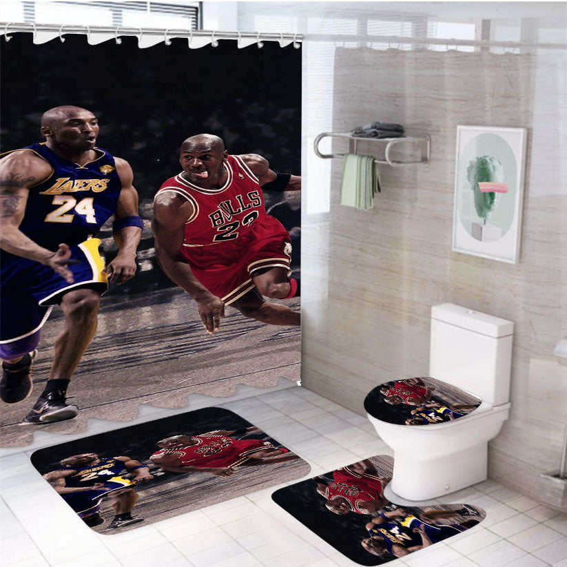 Two Legend Jordan Vs Kobe Nba 4Pcs Bathroom Set Shower Curtain