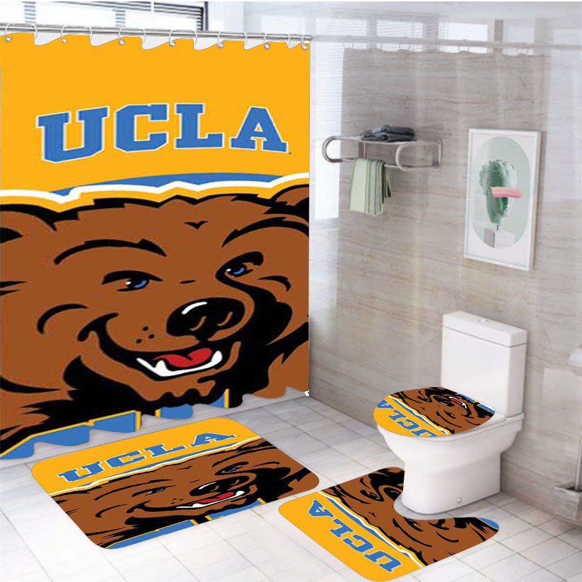 Ucla Briun Orange Bkg 4Pcs Bathroom Set Shower Curtain
