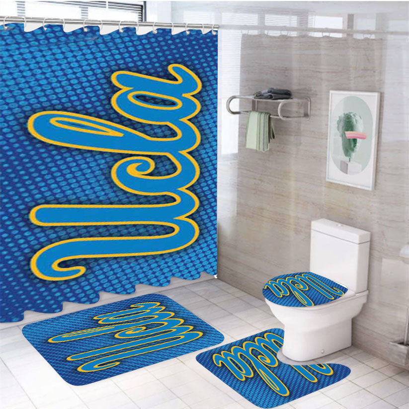 Ucla Bruins Halftone Blue 4Pcs Bathroom Set Shower Curtain