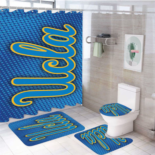 Ucla Bruins Halftone Blue 4Pcs Bathroom Set Shower Curtain