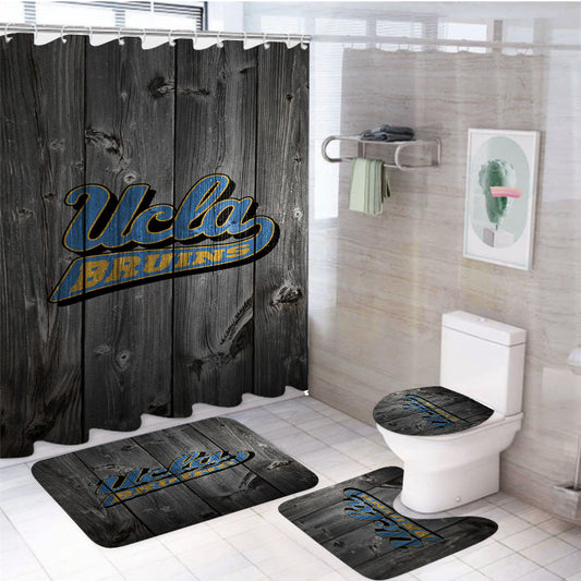Ucla Bruins Logo Dark Wood 4Pcs Bathroom Set Shower Curtain