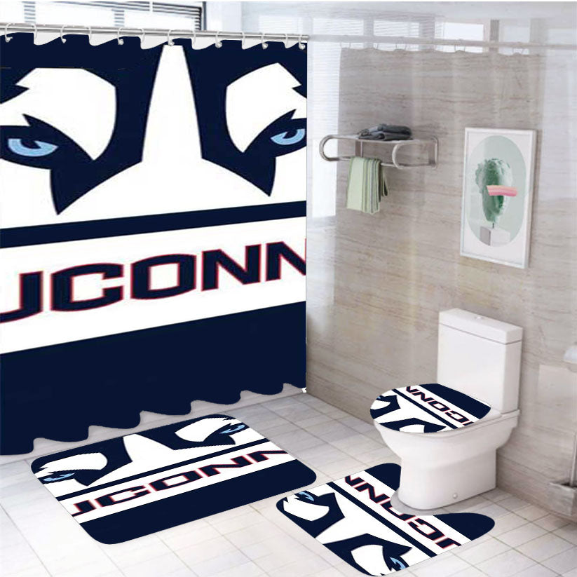 Uconn Huskies 4Pcs Bathroom Set Shower Curtain