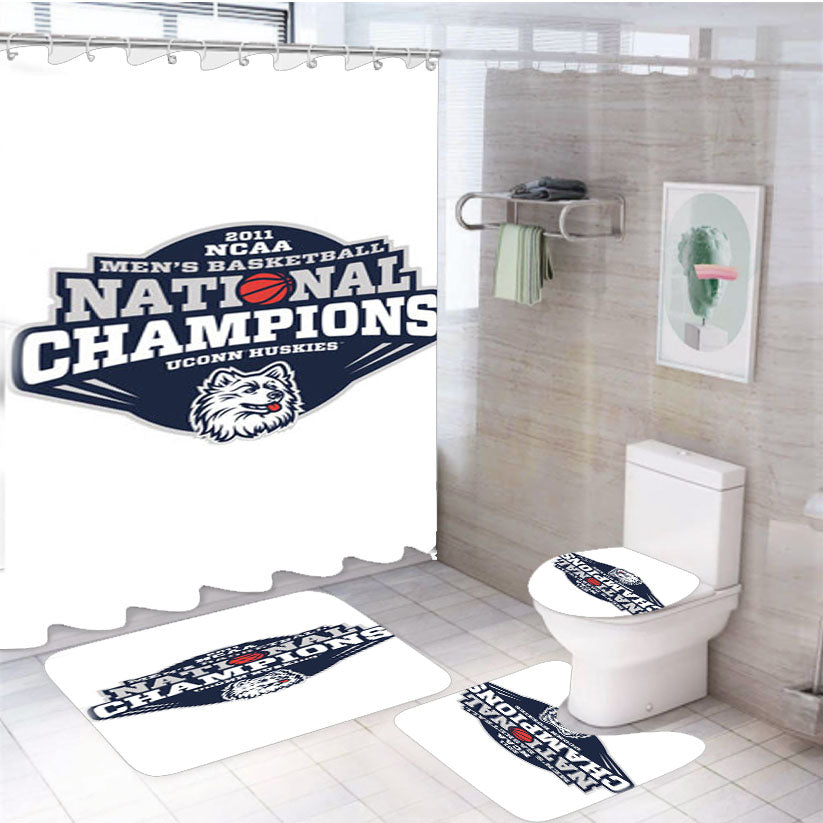 Uconn Huskies National Champions 4Pcs Bathroom Set Shower Curtain