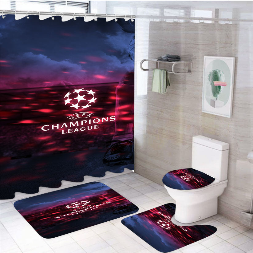 Uefa Champions League 4Pcs Bathroom Set Shower Curtain
