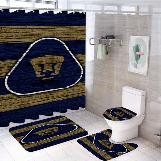 Unam Pumas Fc 4Pcs Bathroom Set Shower Curtain