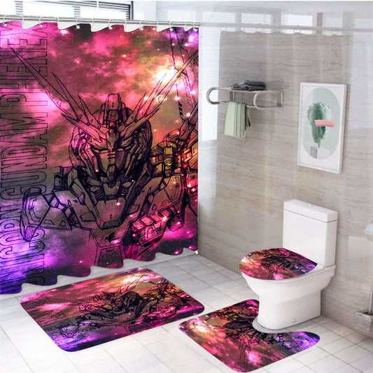 Unicorn Gundam Phoenix Galaxy 4Pcs Bathroom Set Shower Curtain