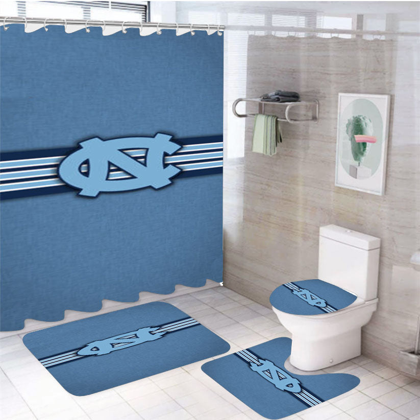University North Carolina Tar Heels 4Pcs Bathroom Set Shower Curtain