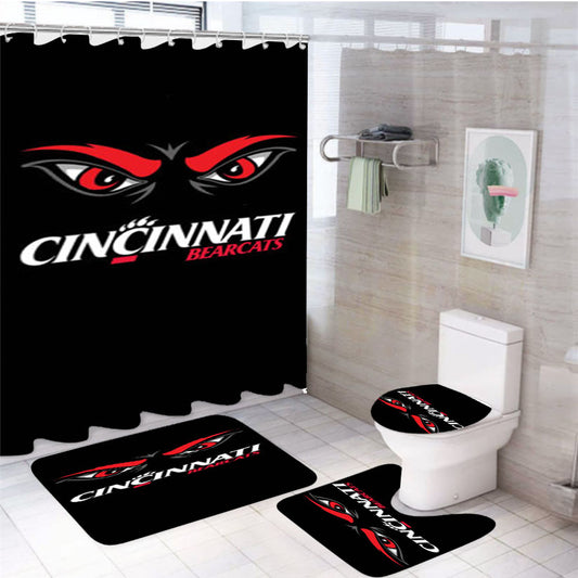 University Of Cincinnati Bearcats Logo 4Pcs Bathroom Set Shower Curtain