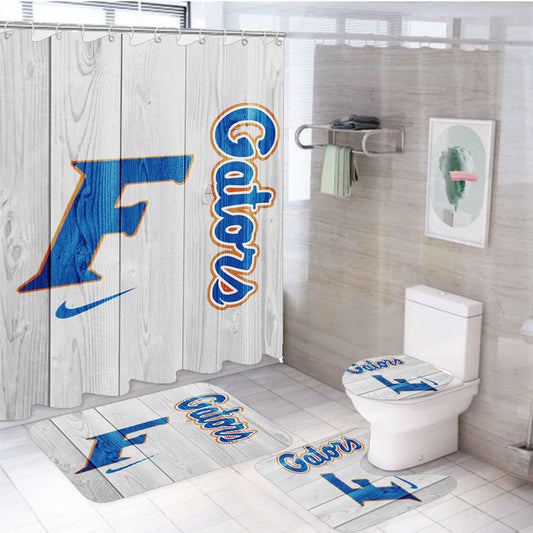 University Of Florida Gators Logo 4Pcs Bathroom Set Shower Curtain