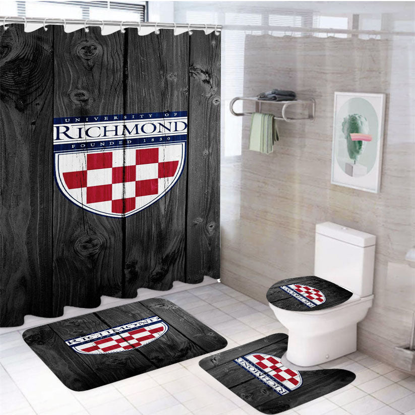 University Of Richmond Logo Dark Wood Wallpaper 4Pcs Bathroom Set Shower Curtain