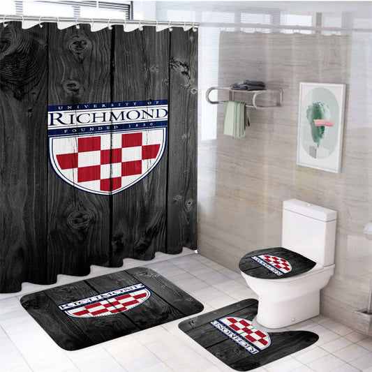 University Of Richmond Logo Dark Wood Wallpaper 4Pcs Bathroom Set Shower Curtain