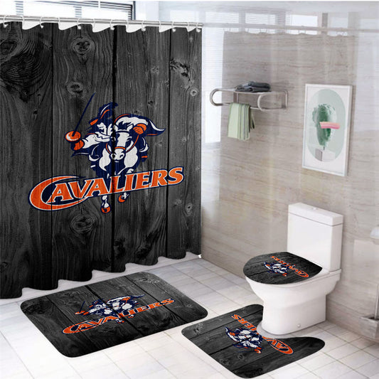 University Of Virginia Cavaliers Logo Dark Wood 4Pcs Bathroom Set Shower Curtain